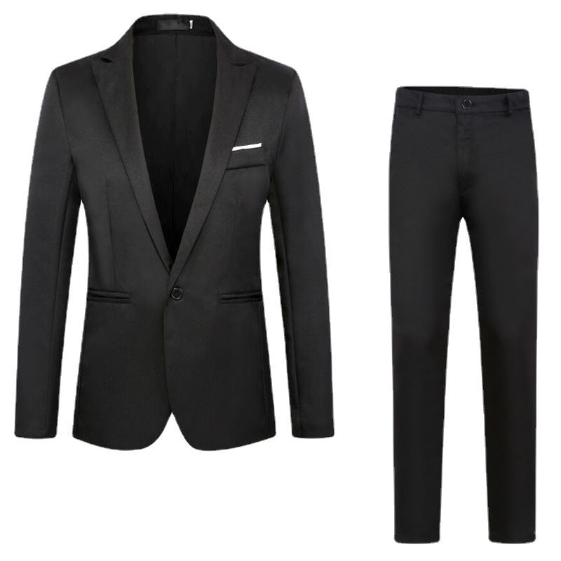 Herren nan tailliertes Anzugset aus feinem Satin mit schlanker Silhouette und Ein-Knopf-Sakko EB