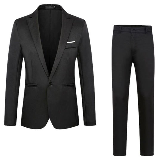 Herren nan tailliertes Anzugset aus feinem Satin mit schlanker Silhouette und Ein-Knopf-Sakko EB