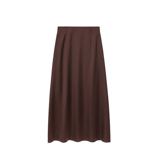 Damen Bodenlanger Satin Maxi-Rock EB