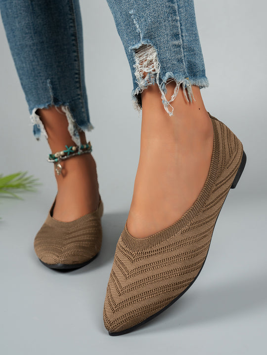 Damen elegante Ballerinas aus atmungsaktivem Strickmaterial EB