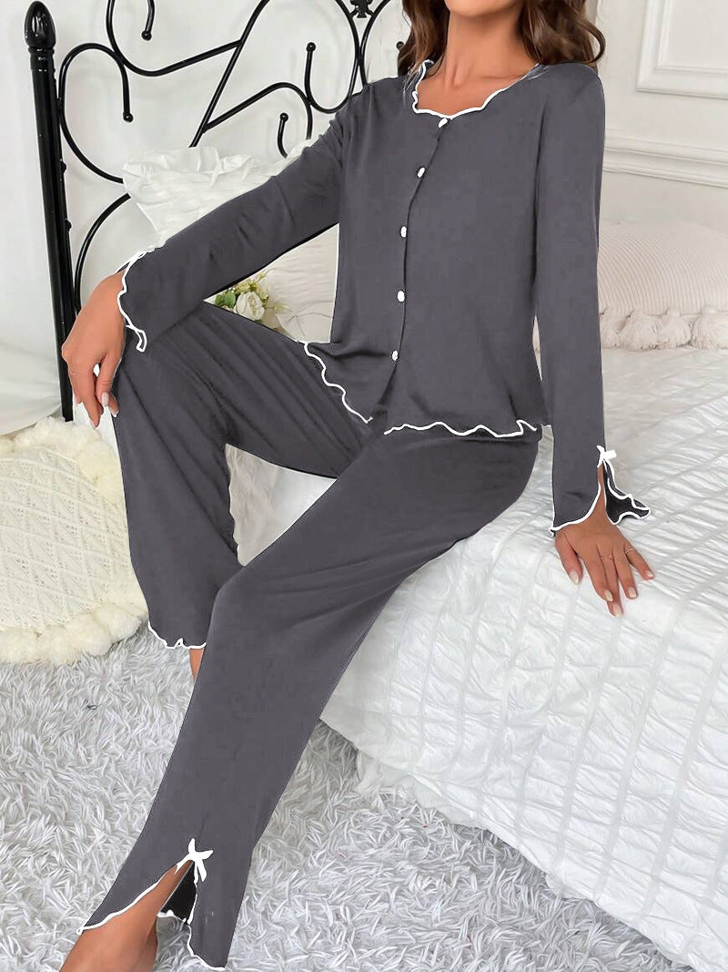 Damen Schlafanzug-Set mit eleganten Spitzenverzierungen EB
