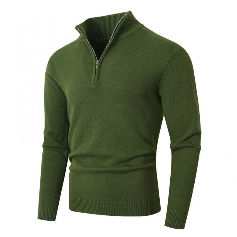 Herren modischer Strickpullover mit hohem Kragen und Reißverschluss EB