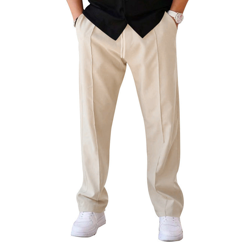 Herren Gerade geschnittene Freizeit-Hose mit Bundzug, Bügelfalte und Eingrifftaschen EB