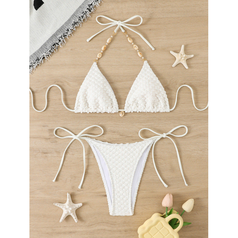 Damen Häkel-Bikini-Set mit verstellbaren Seitenschnüren und einzigartigem Design EB