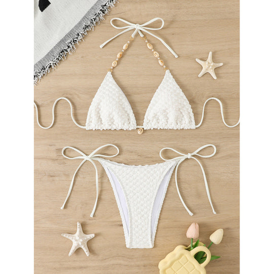 Damen Triangel-Bikini mit raffinierter Häkel-Optik EB