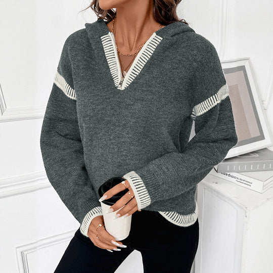Damen sportliches Sweatshirt mit dekorativem Reißverschluss und hohem Kragen EB