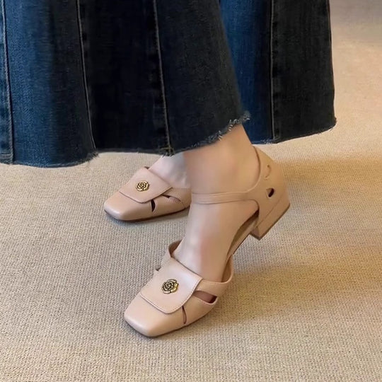 Damen elegante Riemchen-Pumps mit modischer Schnallenverzierung und komfortablem Blockabsatz EB