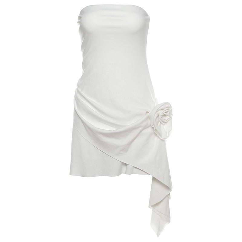 Damen kurzes Wickelkleid mit Blumenapplikation EB