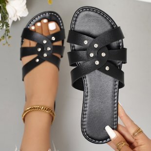 Damen modische Riemchensandalen mit glamourösen Schmuckdetails EB