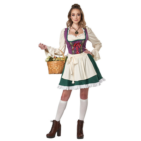 Damen Trachtenkleid mit romantischen Rüschendetails und elegantem Gürtel EB