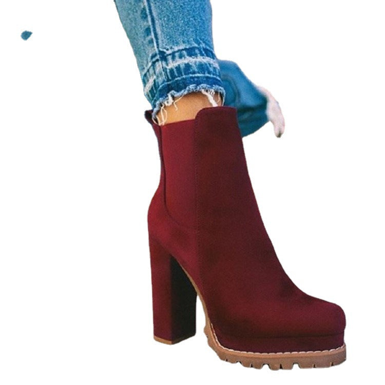 Damen nan Chelsea-Ankleboots mit Plateau, robustem Traktorprofil und Wildlederoptik EB