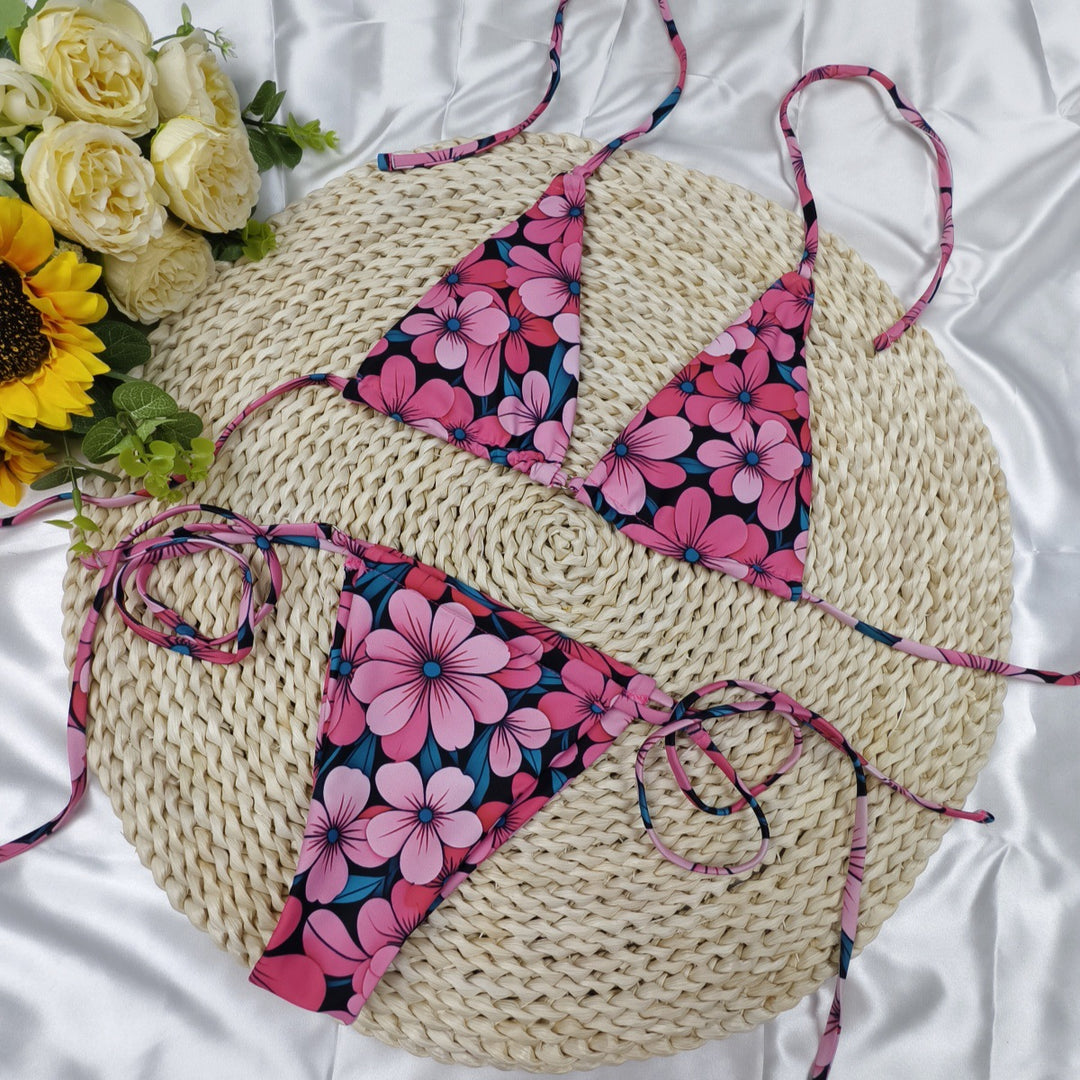 Damen Triangel-Bikini mit verstellbaren Bändern und elegantem minimalistischem Design EB