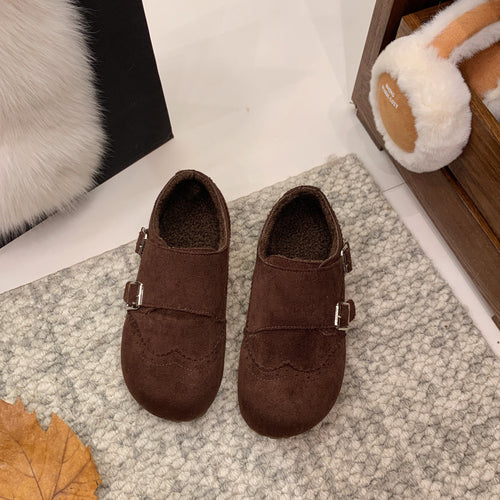 Damen komfortable Clogs aus weichem Wildleder mit modischem Schnallenverschluss EB