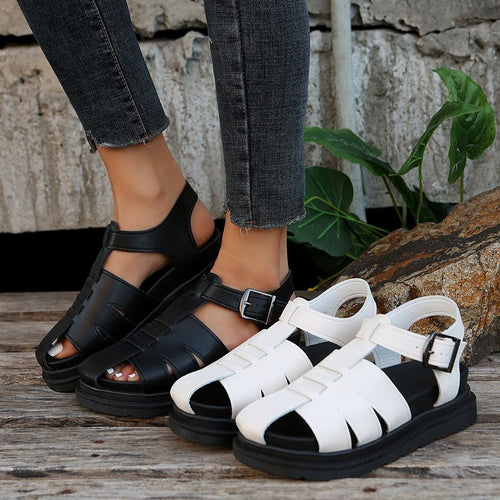 Damen Geschlossene Sandalen mit verstellbarem Riemen EB