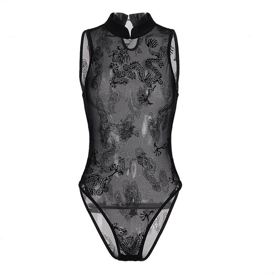 Damen Transparente Spitzenbody EB