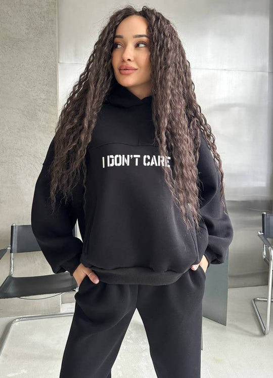 Damen Oversized Hoodie- und Jogginghose-Set aus French-Terry mit Statement-Print EB