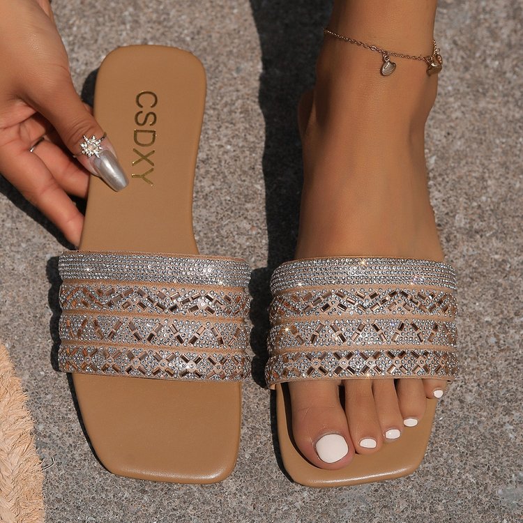 Damen elegante Riemchen-Sandaletten mit glamourösem Strassdesign EB