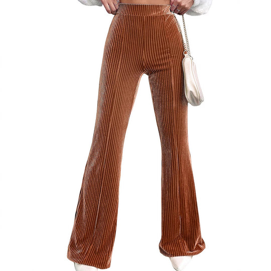 Damen weite Cord-Palazzo-Hose mit elastischem Bund und angenehmer Textur EB