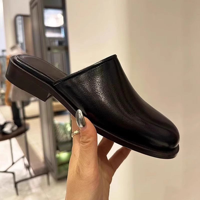 Damen elegante Pantoletten mit weichem Lederoberteil und komfortabler Innensohle EB