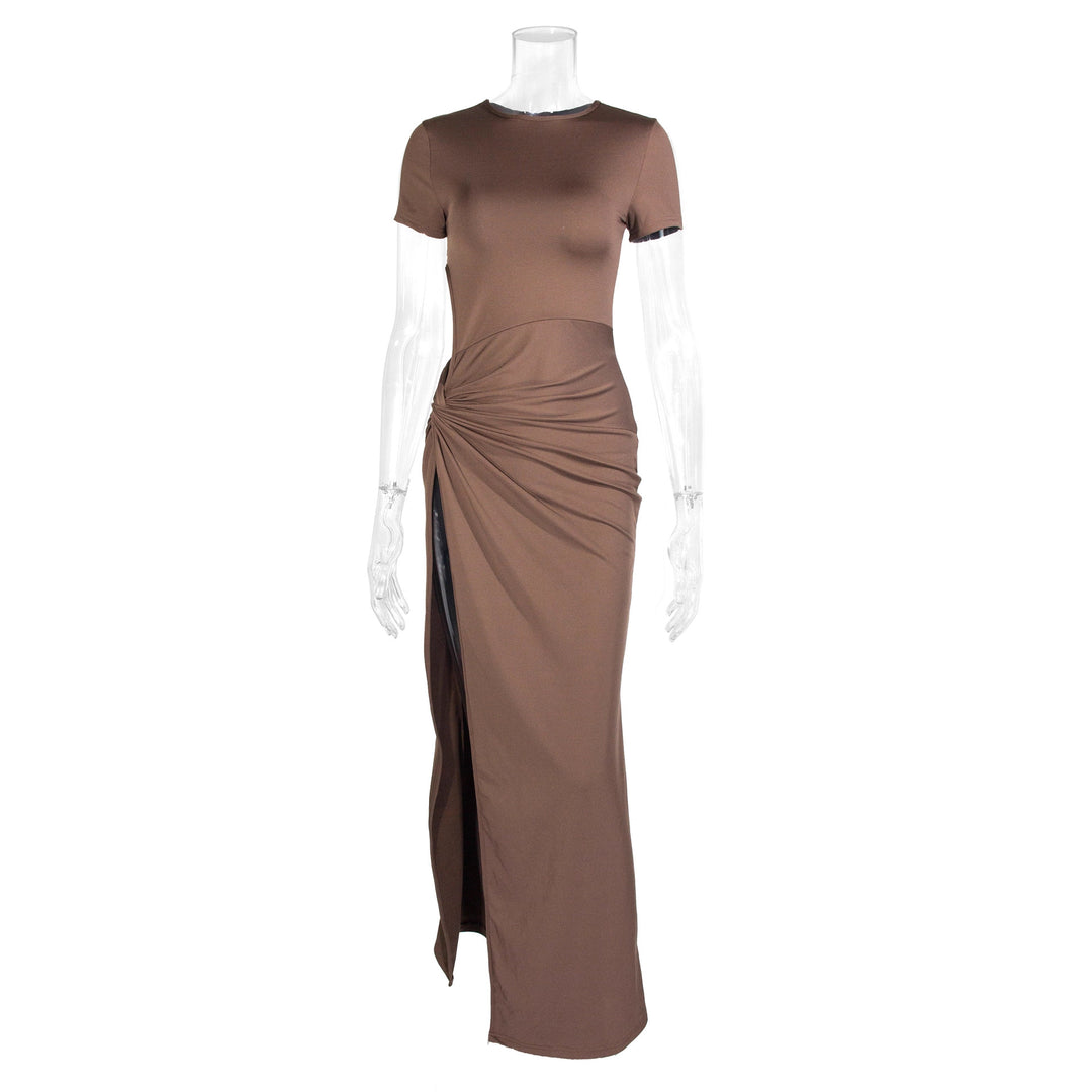 Damen Maxikleid mit seitlichem Schlitz und Knoteinsatz EB