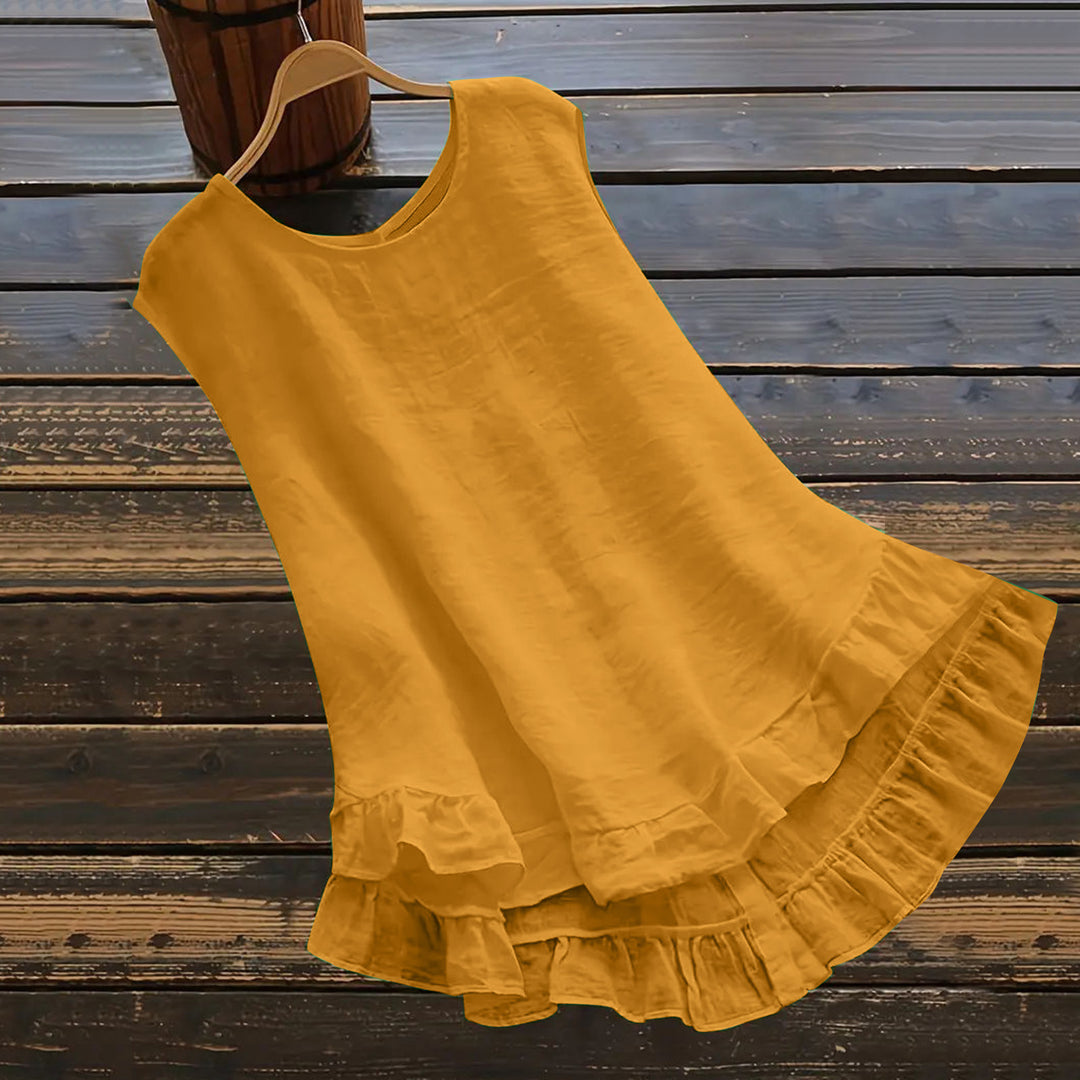 Damen Leichtes Sommerkleid aus atmungsaktivem Material mit Rüschendetails EB