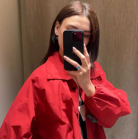 Damen Trendige oversized Utility-Jacke mit seitlichem Reißverschluss und lässigem Schnitt EB