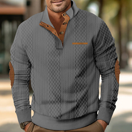 Herren Strickpullover mit modernem Kragen und strukturierter Oberfläche EB