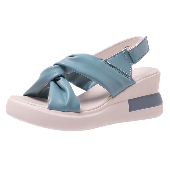 Damen Wedge-Sandalen mit modischem Knoten-Design und flexiblem Fußbett EB