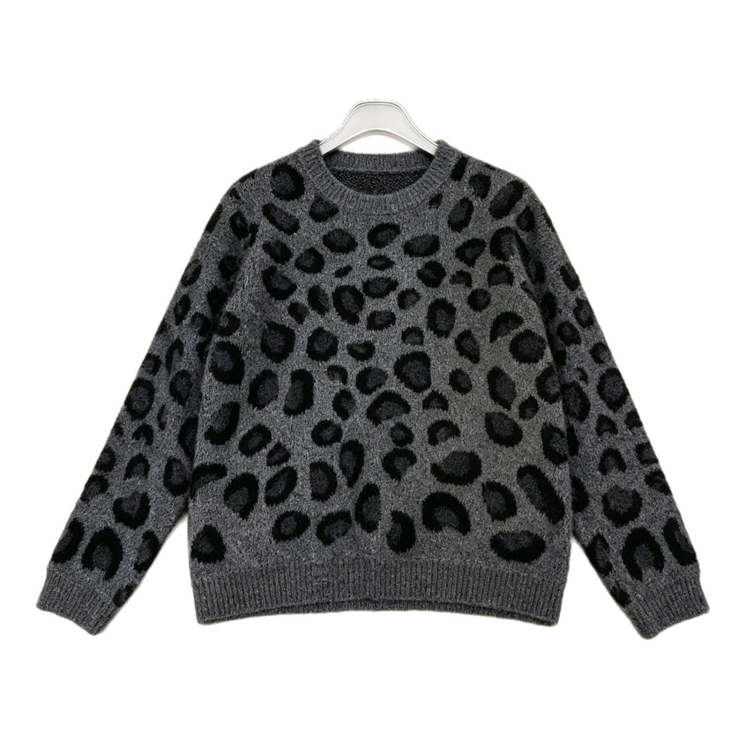 Damen Kuscheliger Rundhalspullover im Leo-Jacquard mit entspanntem Oversize-Schnitt EB
