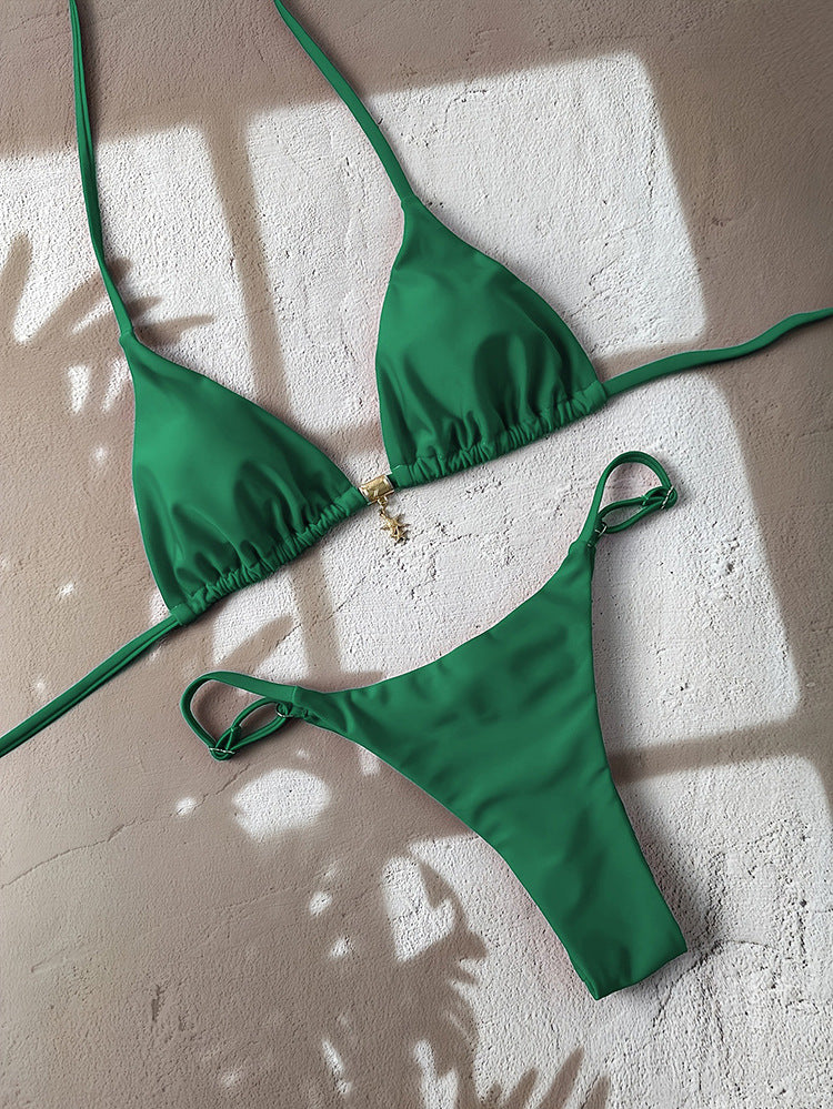 Damen Triangel-Bikini-Set mit verstellbaren Trägern und nahtlosem Design EB