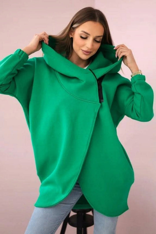 EB | Asymmetrische Reißverschluss Kapuzenfleece Sweatjacke
