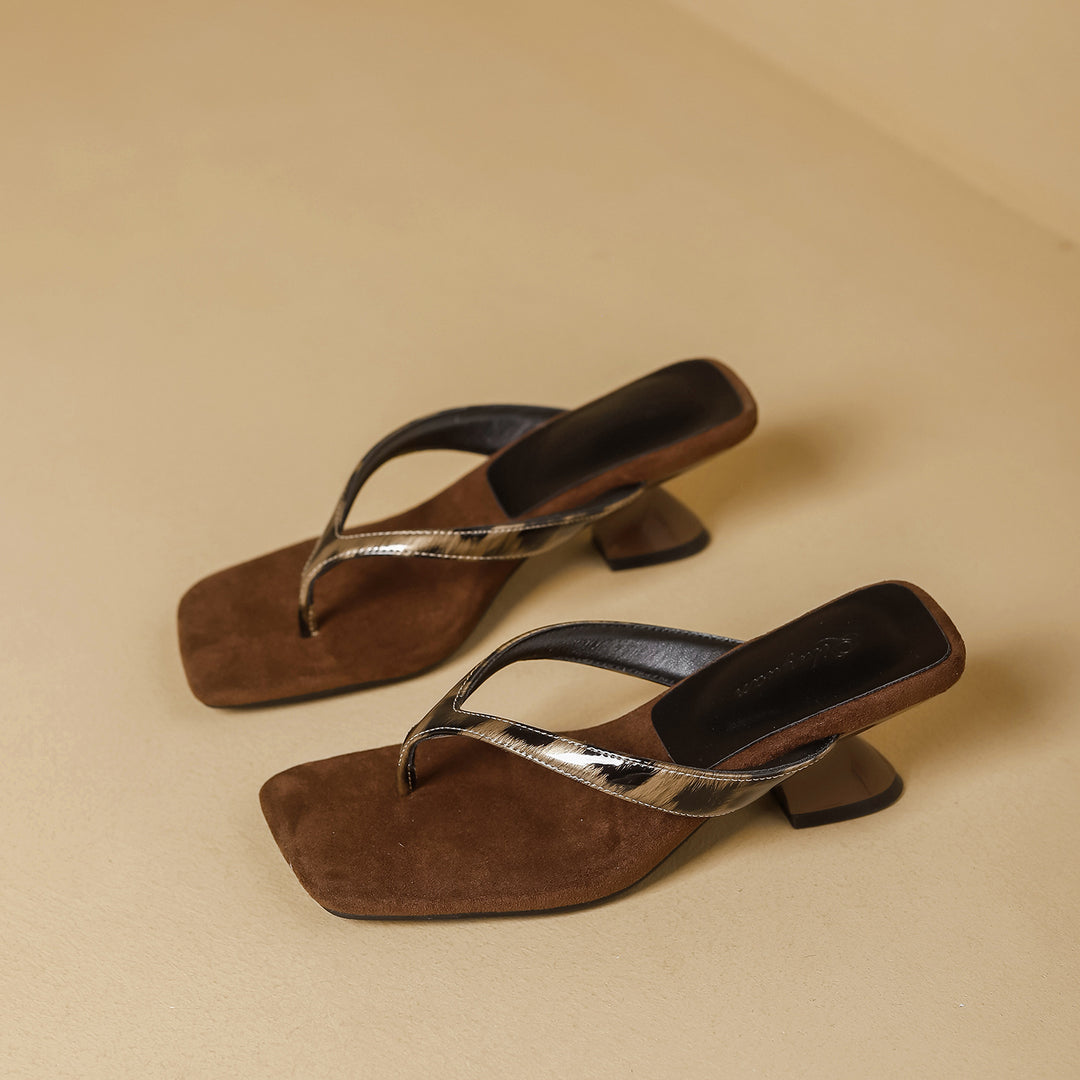 Damen elegante Flip-Flops mit modischem Blockabsatz EB