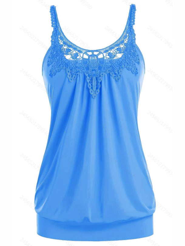 Damen Elegantes Spitzentop mit raffinierten Trägern und lockerer Passform EB