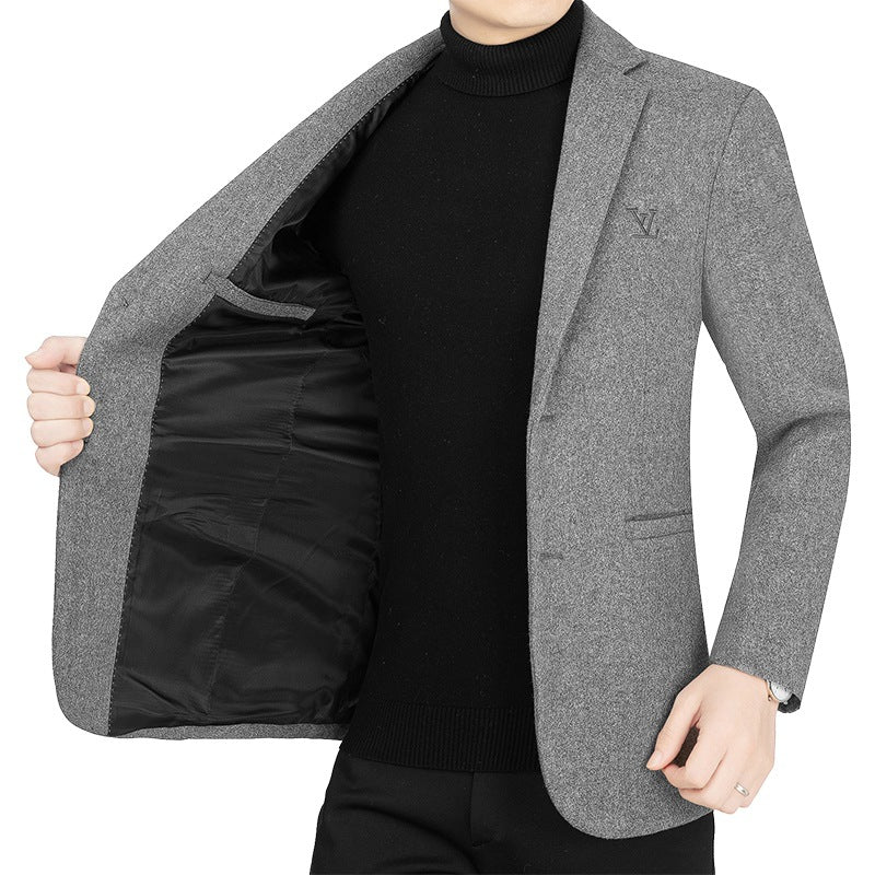 Herren Slim-Fit Sakko im Filzlook mit minimalistischen Pattentaschen EB