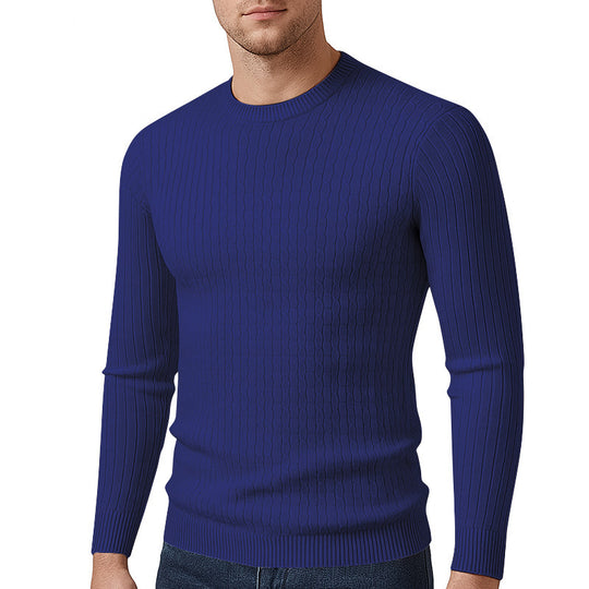 Herren modischer Strickpullover mit feinem Zopfmuster EB