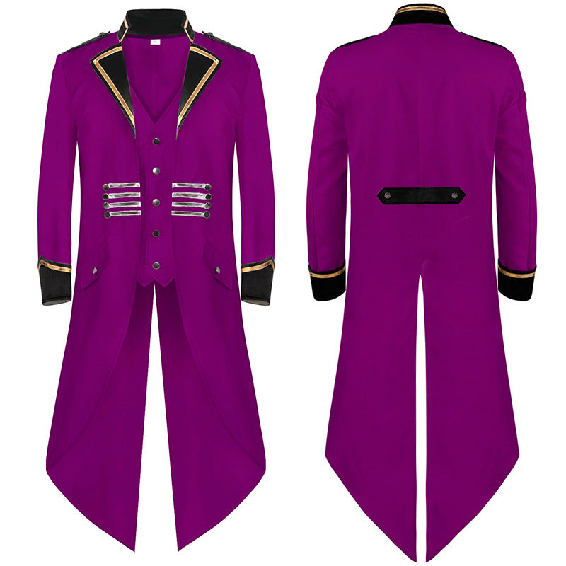 Herren nan militärisch inspirierter Longcoat mit Schößenschnitt, Stehkragen und dekorativen Metallleisten Eb