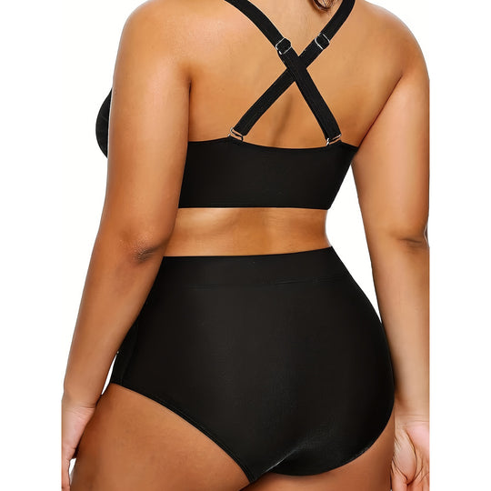 Damen Hochtailliertes Bikini-Set mit modischem Cut-Out EB