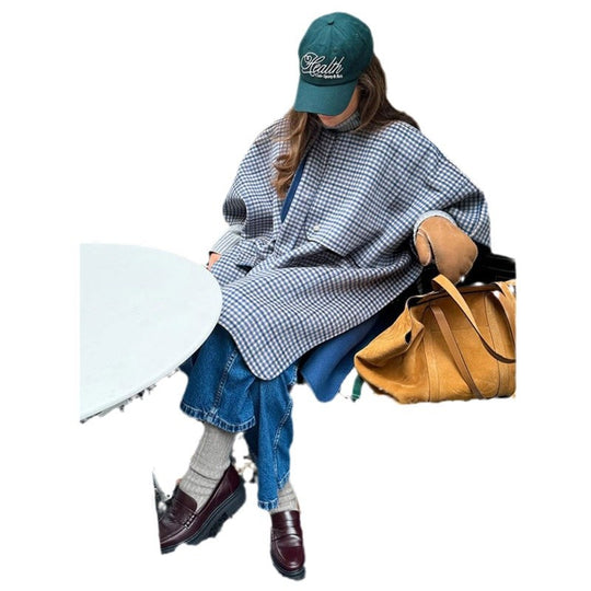 Damen Übergrößen-Hemdjacke mit Karomuster und lässiger Passform EB