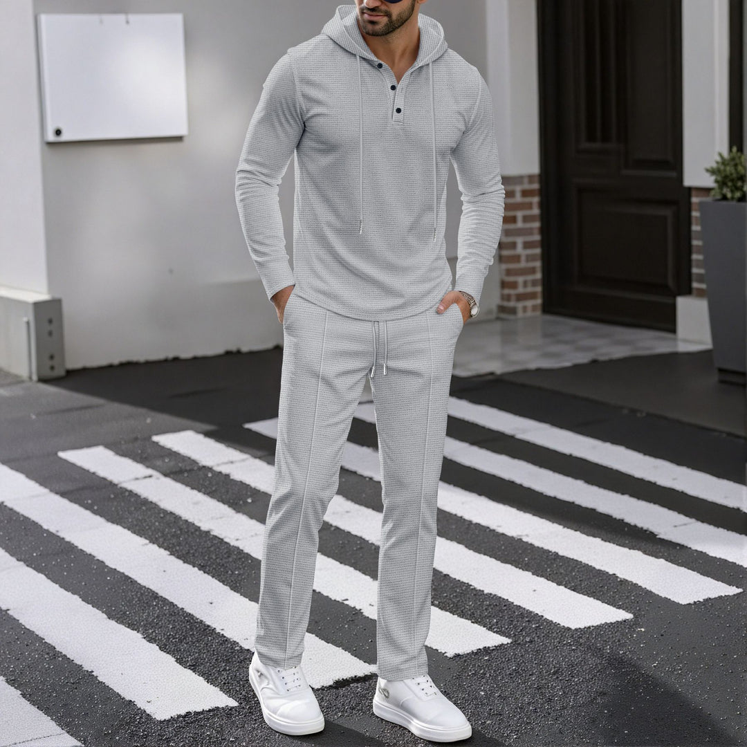 Herren Sportliches Zweiteiler Set mit atmungsaktivem Kapuzenoberteil und schlanker Jogginghose EB