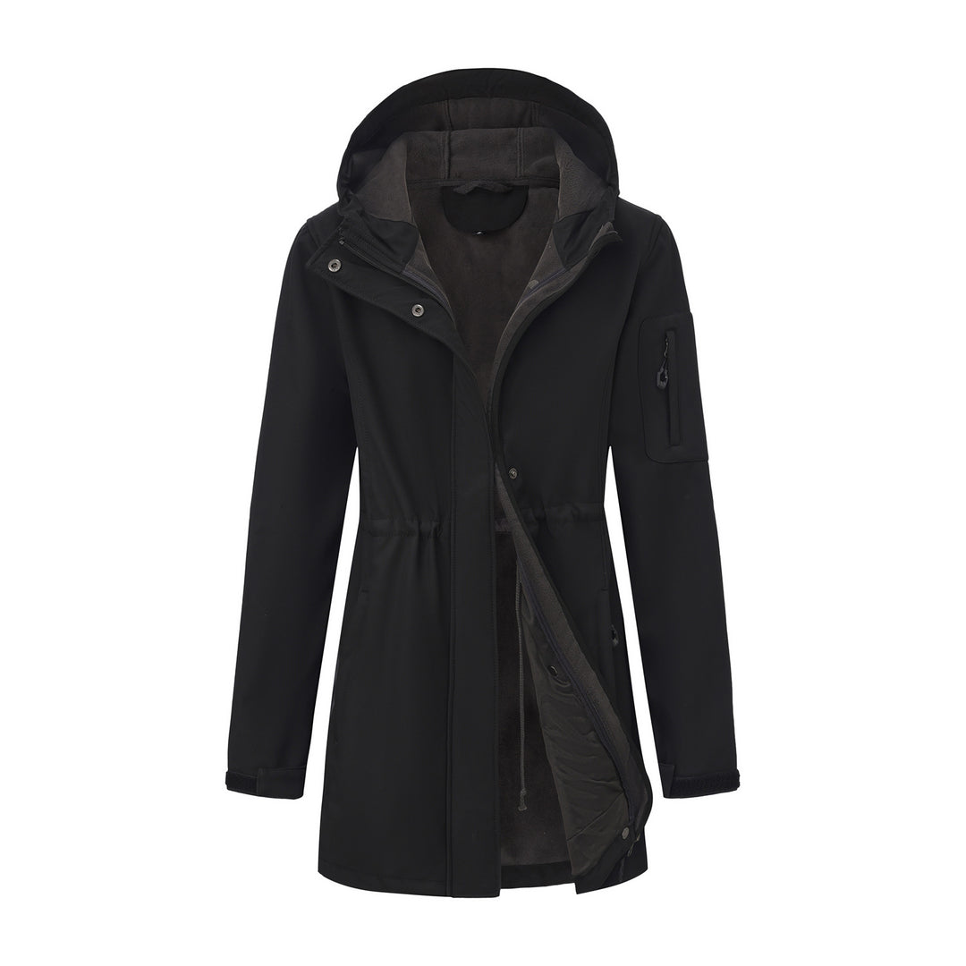 Damen nan funktionaler Softshell-Parka mit Teddyfleece-Futter, Kapuze und Taillenzug EB