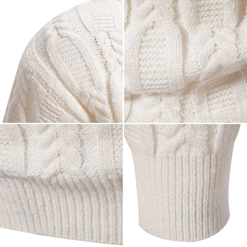 Herren Grobstrickpullover mit modernem Zopfmuster und Rundhalsausschnitt EB