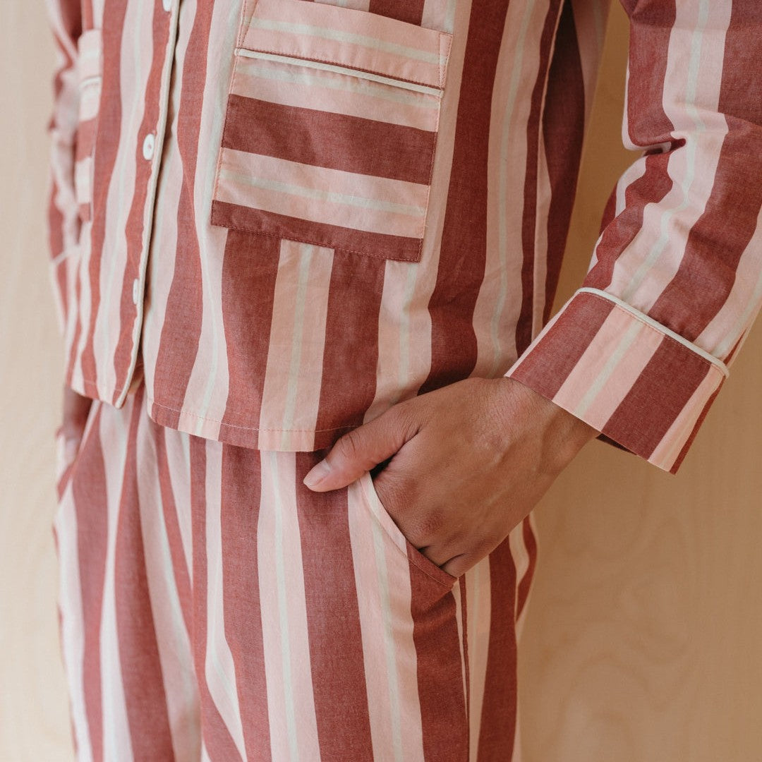 Damen Pyjama-Set mit modischem Streifenmuster EB