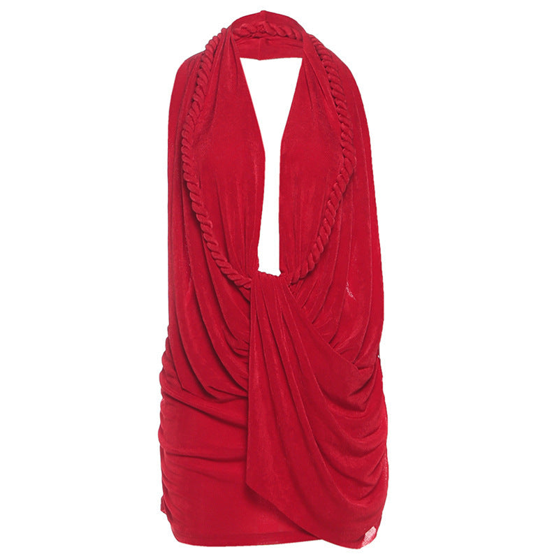 Damen Wickeltop mit raffiniertem Design und tiefem V-Ausschnitt EB