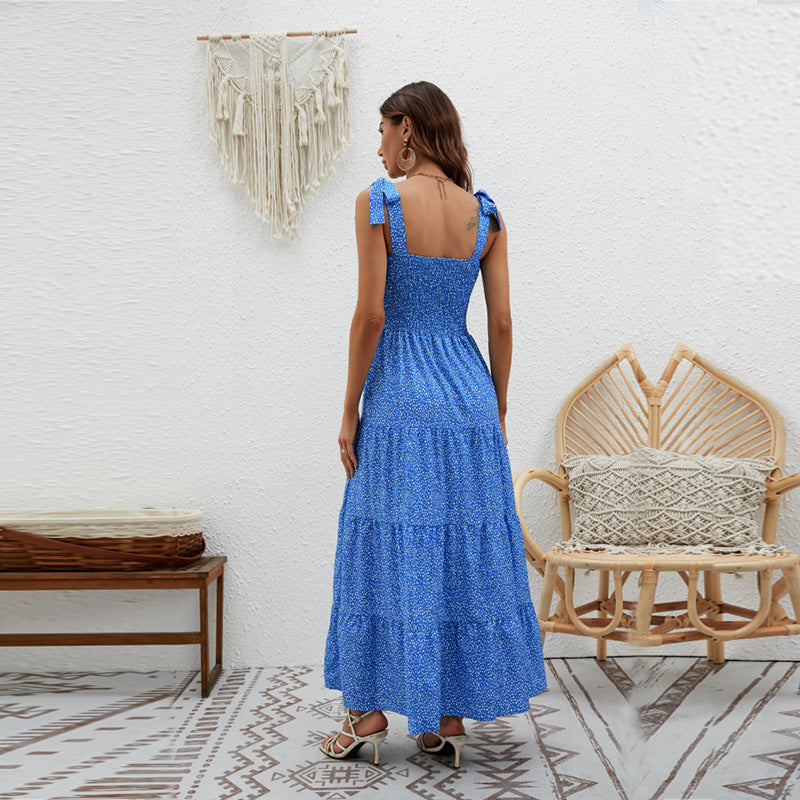 Damen Maxikleid mit schulterfreien Trägern und kaschierenden Rüschendetails EB