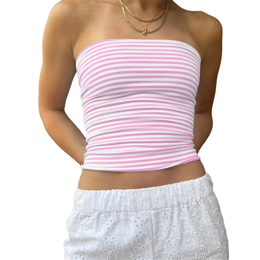Damen Bustier-Oberteil mit feinen Streifen EB