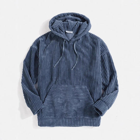 Unisex nan gerippter Samt-Hoodie mit Kapuze und Kängurutasche EB