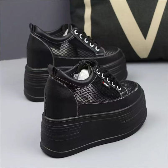 Damen Plateau Sneakers mit atmungsaktivem Netzdesign und rutschfester Sohle EB