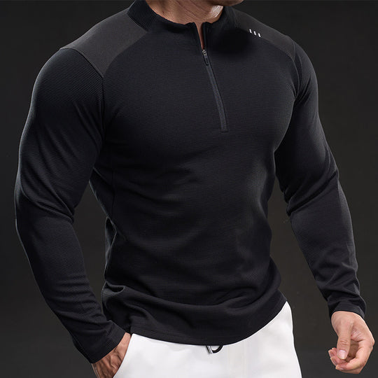 Herren Atmungsaktives Funktions-Langarmshirt mit kurzem Reißverschluss und Slim‑Fit EB