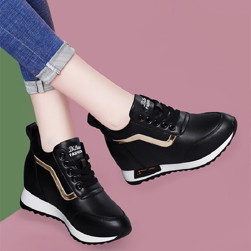 Damen Modische Sneakers mit hoher Plateausohle EB