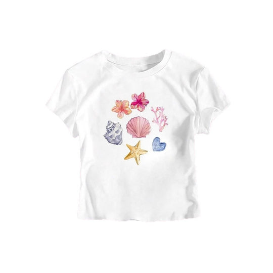 Damen Crop-T-Shirt mit maritimem Motiv EB